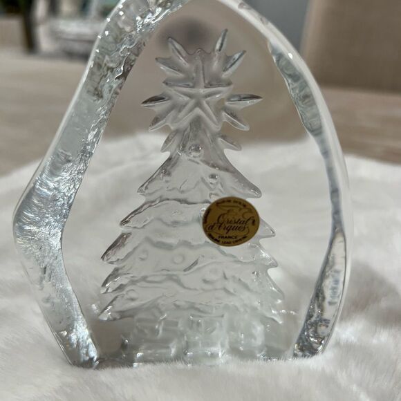 Vintage Cristal D’Arques Christmas Tree Paperweight with original box NWOT - Picture 2 of 4